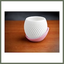 Bezos 3d Baskı Küre Saksı - Kafes Dokulu İki Parçalı Dekoratif Saksı - Beyaz-pembe Bezos1 67469832