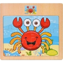 Hayal Sepeti Yengeç Resimli Ahşap Çocuk Puzzle 12 Parça 15X17 Cm
