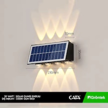 Solar Dış Mekan Güneş Enerjili Aplik Aydınlatma 20 Watt Solar / Güneş Enerjili