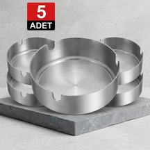 Premium 5'li Krom Kül Tablası Set 10 Cm Paslanmaz Çelik Şıklık