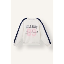Defacto Bisiklet Yaka Şeritli Baskılı Sweatshirt Kız Çocuk I7535a826wner105 Ekru-er105