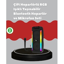 Hubrendy Tekno Çift 4 İnç Hoparlörlü Rgb Işıklı Bluetooth Ses Sistemi