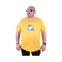 Starbattal Büyük Beden Erkek Sıfır Yaka Tişört Summer 23119 Sarı-Sarı Çok Renkli