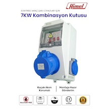 7.4kW Monofaze Himel Kombinasyon Kutusu 3x32A Tesla Mavi Adaptör Uyumlu Kaçak Akım Röleli