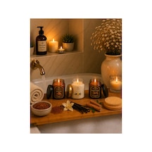 Premium Kokulu Mum 3'lü Set Vanilya Amber Sandal Ağacı El Yapımı Dekoratif Mum 3x150 G Beyaz