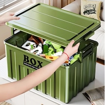 Gateesat Yeşil Orta Boy Endüstriyel Saklama Kutusu Kapaklı Taşınabilir Stackable Toz Nem Geçirmez Yeşil