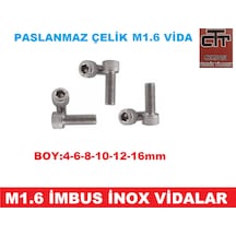 M1.6 Imbus Minik Mikro Vida Inox Adet ve Boy Seçenekli 48 Adet-6 MM