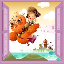 Çocuk Odası Bebek Odası Pencere Poster Duvar Kağıdı Kuş