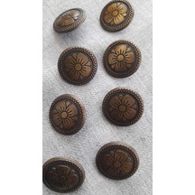 Antık Sarı Metal Düğme 18 Mm 8 Adet