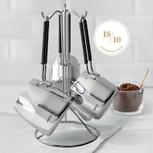 Nehir Modern 4 Parça Standlı Paslanmaz Çelik Cezve Seti