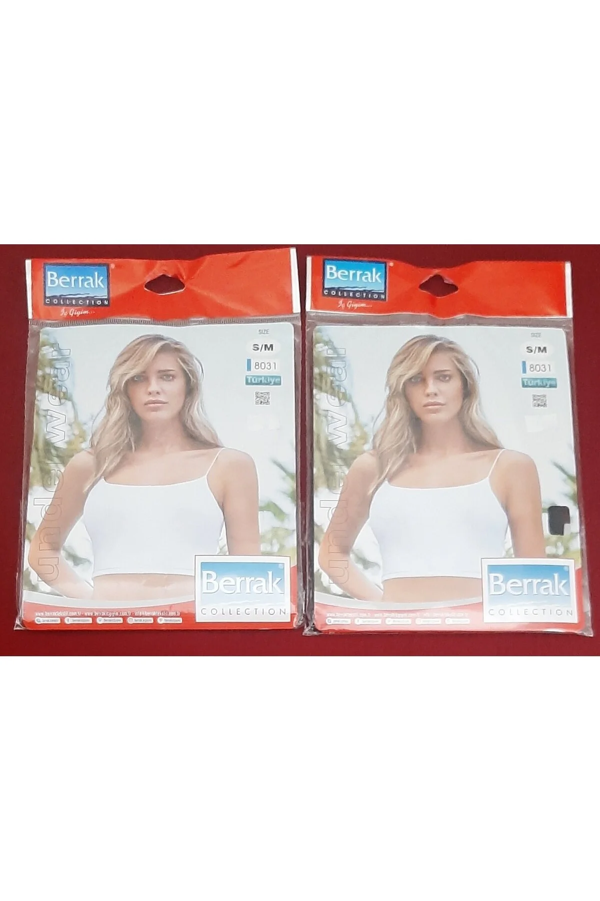 Berrak Kadın Ince Askılı Yarım Atlet 2'li Paket Siyah, Beyaz Beyaz - Siyah