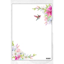 A5 Çiçek Bloknot Çizgisiz Defter - 50 Yaprak - Memopad - Notepad - Not Defteri - Not Kağıdı - 1764 Çok Renkli