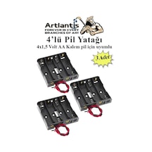 4 Lü Pil Yatağı Deney 3 Adet Pil Yuvası Pil Kutusu Aa Kalem Kalın Pil 4x1,5 Volt Yaylı Pil Yuvası