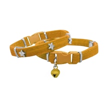 Markapet Kadife Kedi Boyun Tasması Yıldızlı 20-32 Cm Sarı