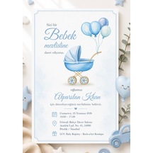 1000 Adet Ekonomik Baby Shower Davetiyesi Ve Zarf 012