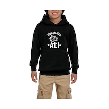Muhammad Ali Face Siyah Çocuk Kapşonlu Sweatshirt Siyah