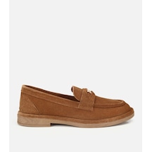 Hotiç Kadın Süet Deri Taba Tokalı Klasik Loafer