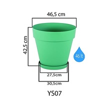 Ys07 Yalı Saksı Drenaj Aparatlı Tabaklı Dekoratif Saksı 46,5cm, 46 Litre Kirli Beyaz Diğer