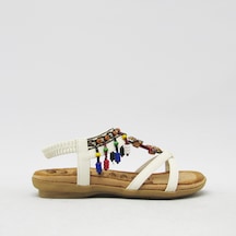 GUJA BLG22Y154 BEYAZ KIZ ÇOCUK ARKADAN LASTİKLİ BONCUKLU SANDALET Beyaz