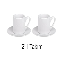 Beyaz Porselen Türk Kahvesi Fincanı - 2'li Set Beyaz Beyaz