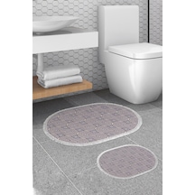Alanur Trend Kaymaz Taban Oval Saçaklı Dijital Banyo Takımı Bej