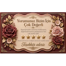 3d Tasarım İşletme Yorum Kartı Sipariş Teşekkür Kartı Bordo