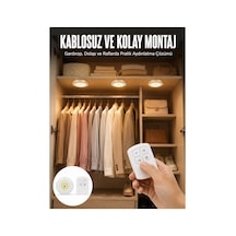 Astraltech Led Lamba 3'lü Uzaktan Kumandalı Yapışkanlı Beyaz Işık Diğer