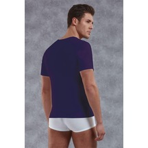 Doreanse Erkek Modal Derin V Yaka Kısa Kol T Shirt 2820 Mor Mor