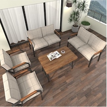 Mygusi Hayal Balkon Bahçe Cafe - Metal Kanepe Koltuk Takımı - 2+2+1+1+masali Krem