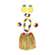 Rengarenk Hawaii Etek Seti 40 Cm Ananas Gözlük Ve Bileklik