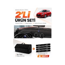 Suzukı Swift 2017-2020 Uyumlu Torpido Örtüsü + Tay Tüyü Bagaj Çantası + Sticker Seti - Siyah