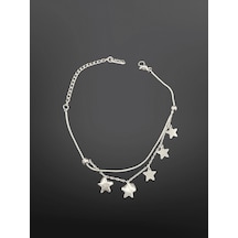 Gümüş Renk Yıldız Detaylı Katmanlı 316l Çelik Bileklik - Parlak Ve Şık Yıldız Figürlü Gümüş