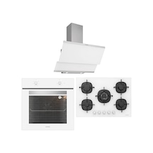 Silverline BO6501W01 - CS5365W01 - 3420 Classy 60 Beyaz Cam Ankastre Set