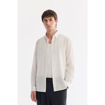 Avva Erkek Beyaz Alttan Britli Yaka Soft Touch Nefes Alan Comfort Fit Gömlek A61y2020