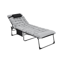 Kingcamp Hamburg Cool Plus 5 Kademeli Katlanır Şilteli Şezlong Black & Grey Siyah