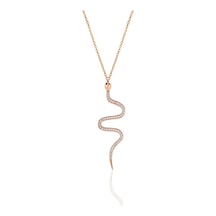 Gümüş Rose Zirkon Taşlı Yılan Kolye (536822589)
