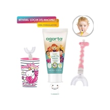 Mas Lord U Tipi Yeni Nesil Diş Fırçası Seti - Pembe Fırçalık + Pembe Zürafa 6-12 Yaş +Agarta Çocuk Diş Macunu