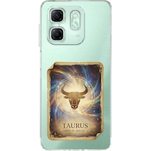 Infinix Smart 9 İle Uyumlu Burç Kartları Boğa Tasarımlı Şeffaf Silikon Kılıf Şeffaf
