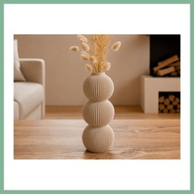 Bşkvirgo 3d Baskı Modern 3 Küre Dekoratif Vazo - Minimal Çiçek Vazosu, Masaüstü Ev Ve Ofis Dekoru-bej Bsk2026