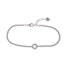 Kalp Halka Model 925 Ayar Gümüş İnce Suyolu Kadın Bileklik Gümüş