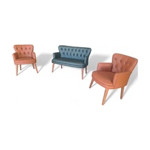 Yeşil Ve Taba Deri Ahşap Ayaklı Ofis Koltuk Takımı Büro Koltuk Ve Kanepeleri Deri Ofis Mobilyası Yeşil Ve Taba