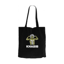 Khabib Graphic Siyah Kanvas Bez Çanta Siyah