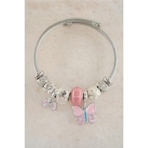 Kadın 316 L Çelik Karışık Figürlü Charm Bileklik Stp011 - Gümüş