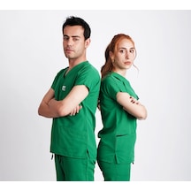 Unisex Üniforma Doktor Hemşire Scrubs Yeşil Üniforma Tek Üst