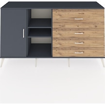 Kronos Konsol 4 Raflı 4 Çekmeceli Tek Kapaklı 176x59x99 Antrasit-antrasit/çam Antrasıt/atlas Çam - Antrasıt