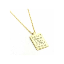 Gümüş İsimli Dikdörtgen Plaka Kolye Rose Gold