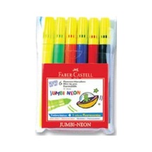 Faber-castell Jumbi-neon Floresan Markör, 6'lı, 6 Renk 124-Pembe