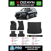 S-dizayn Audi Q5 3d Pro Havuzlu Paspas Ve Bagaj Havuzu Seti 2'li Set 2009-2017 A+ Kalite