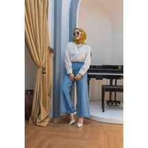 1164-pileli Denim Pantolon Mavi Mavi