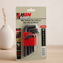 9 Parça Kısa Düz 120mm Alyan Anahtar Takımı Siyah